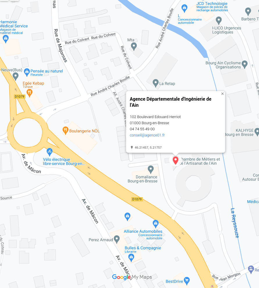Carte l'Agence Départementale d'Ingénierie de l'Ain